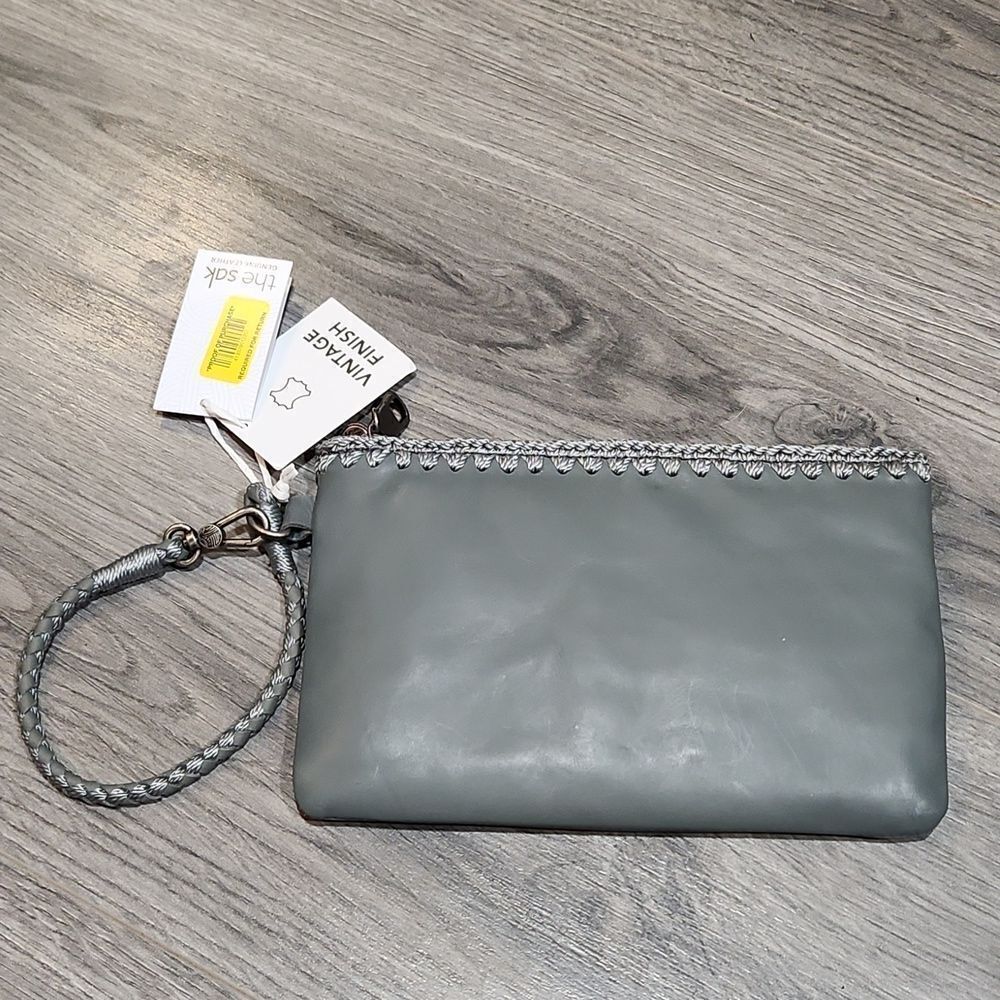 NWT The Sak Dusty Blue Leather Boho Wallet Wristlet - Picture 3 of 4